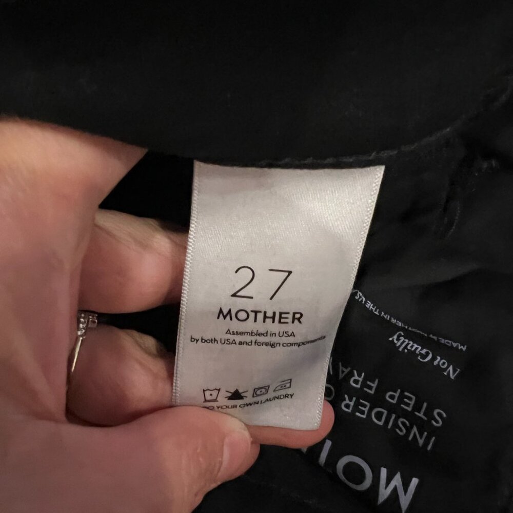 MOTHER The Insider Crop Step Fray Jeans Not Guilty Black Wash Size 27 - Picture 8 of 11